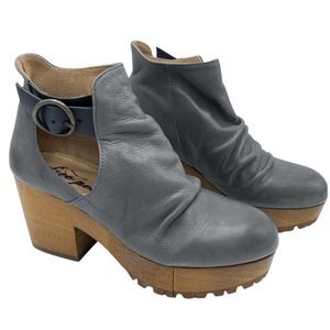 Free People Suri Leather Clog Bootie in Grey